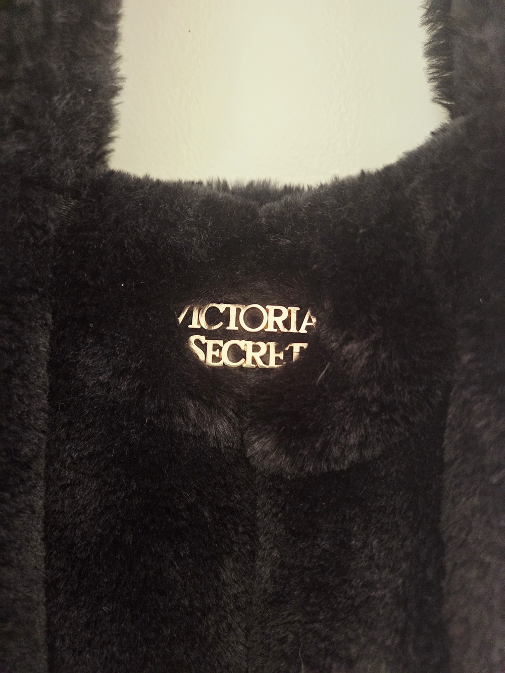 Victoria's Secret Black Plush Faux Fur Tote - Picture 2 of 3